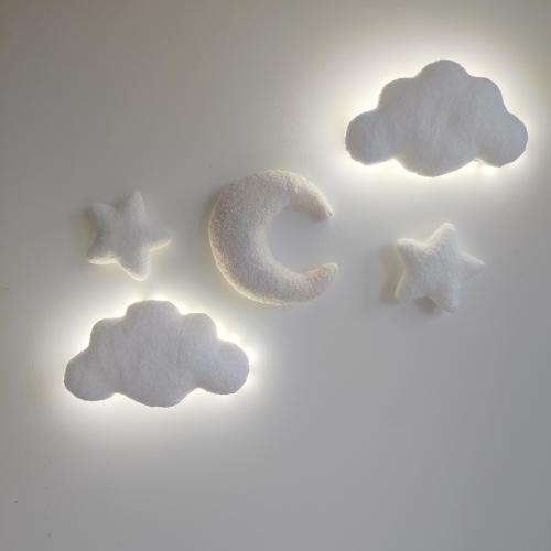 Wall soft decor cloud.Bouclé Cloud Light .Nursery Night Lamp .Kids Room Decor