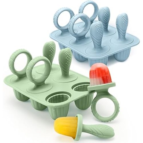 Silicone Toddlers Popsicle Molds with Sticks, 2Packs Mini Popsicles Molds for Baby Breastmilk Popsicle Molds for Teething Relief, Frozen Treats Maker Popsicle Maker Ice Pop Mold for Babies Kids