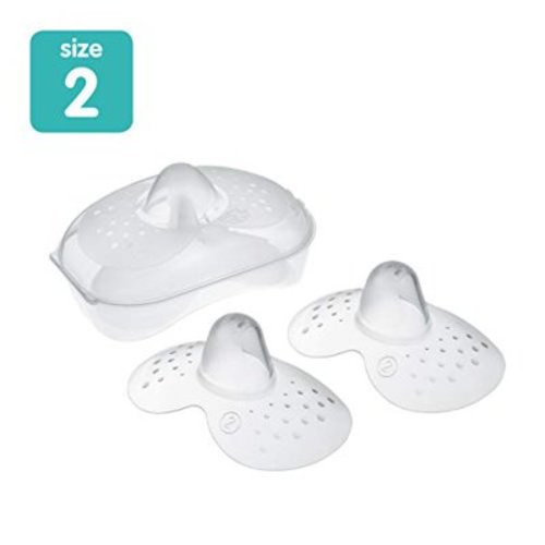 MAM Breastfeeding Nipple Shields with Sterilizing Storage Case, Size 2 Regular 23mm, 2-Count