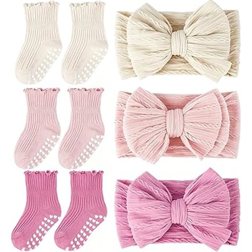 Baby Socks and Headbands Set for 6-12 Months Girl Gift Box