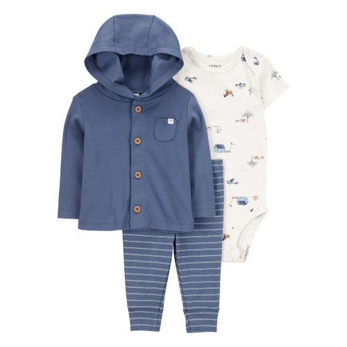 Baby Barn Print 3-Piece Cardigan Set - Navy/White - Carter's | Carter's