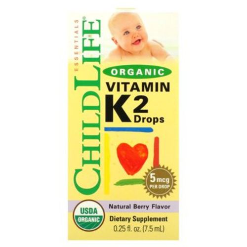 Childlife Essentials Organic Vitamin K2 Drops, Natural Berry, 5 Mcg, 0.25 Fl Oz (7.5 Ml) : Target