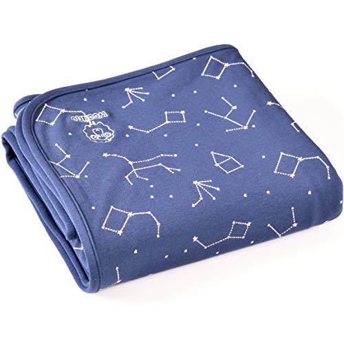 Woolino Toddler Blanket - Merino Wool and Organic Cotton Baby Blanket for Girls and Boys - 4 Season - 52.5” x 40” - Nightsky