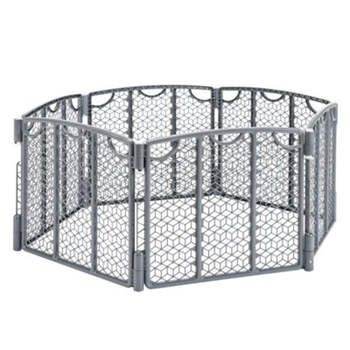 Evenflo Versatile Play Space Adjustable Play Area (Cool Gray), 6-Panel, Indoor & Outdoor Use