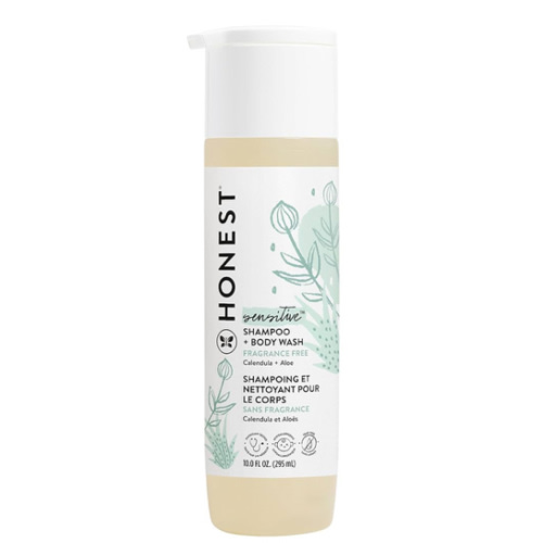 The Honest Company 2-in-1 Cleansing Shampoo + Body Wash for Sensitive Skin | Gentle for Baby | Naturally Derived, Tear-free, Hypoallergenic | Fragrance Free, 10 fl oz