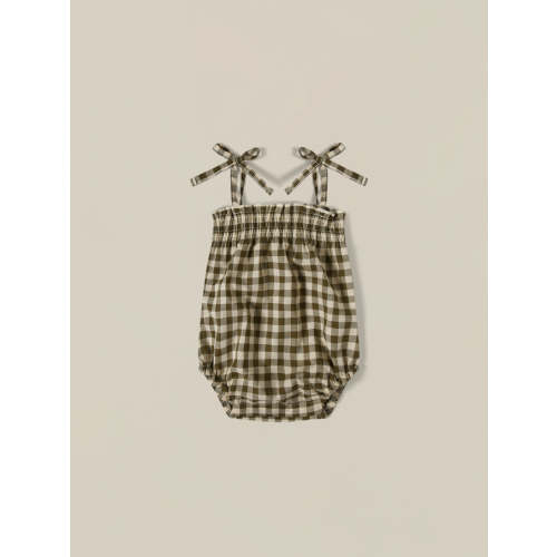 Olive Gingham Spaghetti Bodysuit