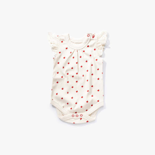 Organic Cotton Apple Lace-sleeve Bodysuit – Sapling Child