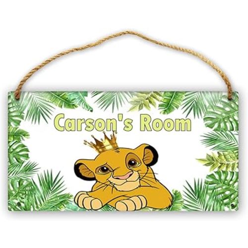 Personalized Lion King Door Sign Boys Bedroom Wall Decor Custom Name Kids Room Toddler Baby Nursery Wood Plaque