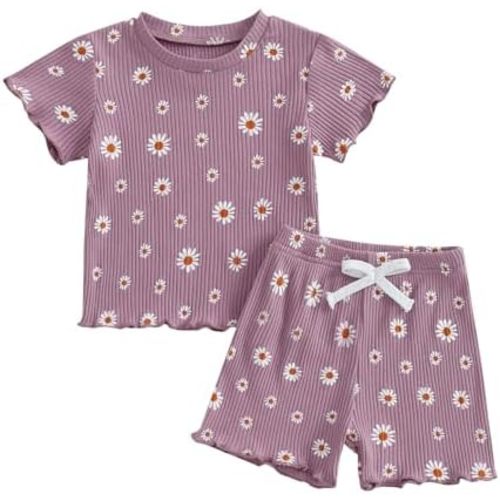 Toddler Baby Girl Summer Outfit Short Sleeve T Shirt Top Casual Shorts Set Infant Newborn Clothes 6 12 18 24 Month