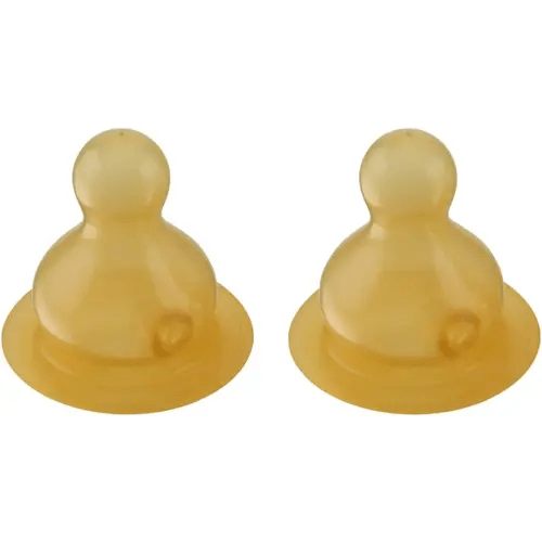 HEVEA Standard Neck Baby Glass Bottle Nipples Medium Flow: Glass Baby Bottle Nipples - Two-Pack - 100% Natural Rubber 3-24 Months