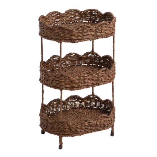 Daisy Oval Seagrass Scalloped 3 Tier Storage Tower - World Market