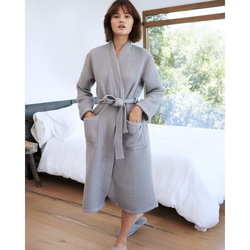 Organic Turkish Waffle Robe in Grey