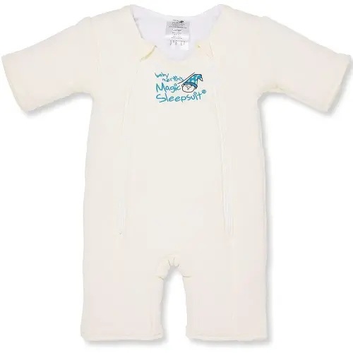 Magic Sleepsuit Baby Merlin's Cotton Baby Swaddle Transition Product - Soft and Cozy Design, Double Zipper for Easy Diaper Changes, Promotes Safe Sleep, 3-6 Months - Cream - Small 12-18lbs
