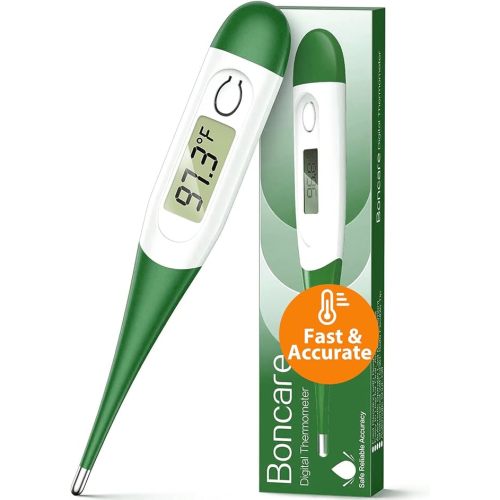 Boncare 10 Seconds Oral Thermometer for Adults and Kids - Accurate & Safe Rectal Thermometer for Baby with Fever Alarm, Digital Thermometer (Dark Green)