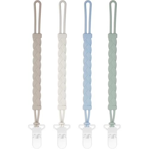 Stylish Silicone Pacifier Clips, 4-Pack Pacifier Holder with Flexible Woven Rope Design, 100% Food Grade Silicone, Safe Essentials for Newborns Baby Boys and Girls