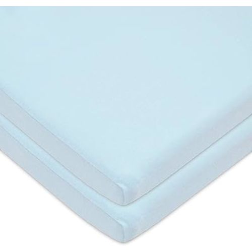 American Baby Company 2 Pack 100% Cotton Knit Fitted 18" x 36" Cradle/Bassinet Sheet - Compatible with Mika Micky Bassinet, Blue, Soft Breathable, for Boys and Girls