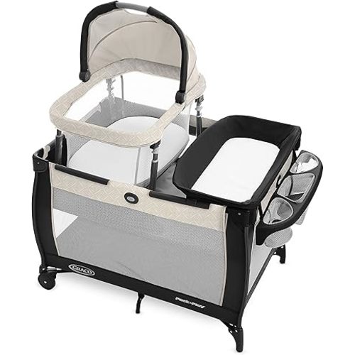 Graco Pack 'n Play Day2Dream Travel Bassinet Playard Features Portable Bassinet Diaper Changer and More (Lo, Lo, W/Fold Flat Bassinet)