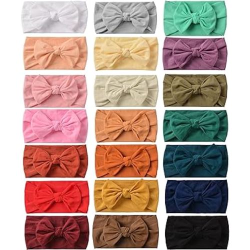 Prohouse 21PCS Baby Nylon Headbands Hairbands Hair Bow Elastics for Baby Girls Newborn Infant Toddlers Kids