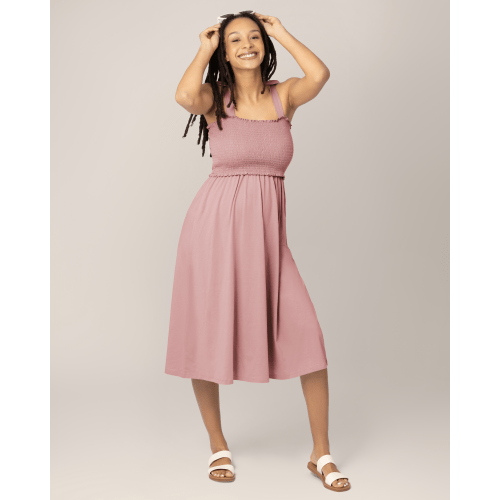 Sienna Smocked Maternity & Nursing Dress | Light Mauve - Kindred Bravely