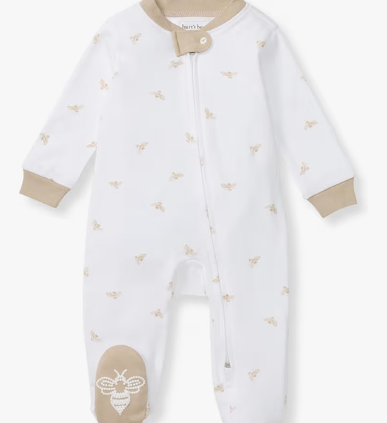 Burt's Bees Baby Boys Sleep and Play PJs, 100% Organic Cotton One-Piece Zip Front Romper Jumpsuit Pajamas
