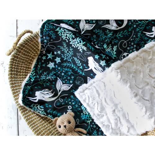Mermaid Baby Minky Blanket, Personalized Blanket, Minky Baby Blanket, Under the Sea Baby, Monogrammed Blanket, Baby Girl Blanket