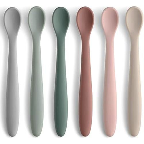 6-Piece Silicone Feeding Spoons for First Stage Baby and Infant, Soft-Tip Easy on Gums I Training Spoon | Baby Utensils Feeding Supplies, Dishwasher & Boil-proof