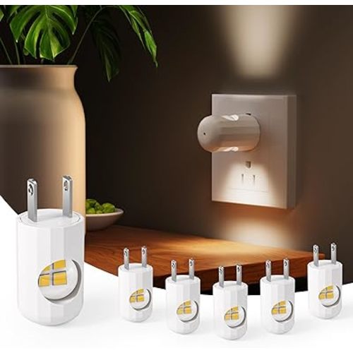 6-Pack LED Night Light Plug-in Wall Outlet Light, Soft White,Dusk to Dawn Nightlight,Ambient Lighting,Nightlight for Bedroom, Bathroom, Nursery, Hallway, Kitchen