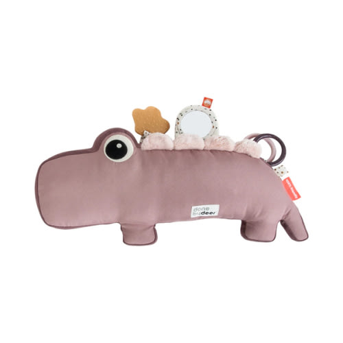 Done by Deer Croco Powder Tummy Time Activity Toy, Sensory Play, Teether, Rings, Mirror, Crinkle Sounds, Jittering Crocodile Tummy, 100% Recycled Polyester Fibers