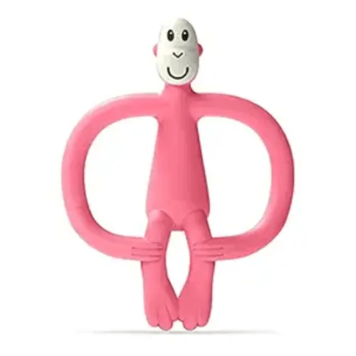 Matchstick Monkey Silicone Teether & Gel Applicator – Silicone Baby Teether, Easy-to-Grip, BPA-Free, Supports Self-Soothing & Early Brushing, 3 Months+, 4 Inches, Pink