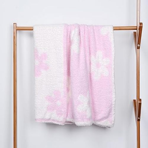 Soft Baby Blanket Baby Cozy Blanket Swaddling Blanket for Newborn Nursery Kids Knit Leopard 30x40 Inch Purple Flower