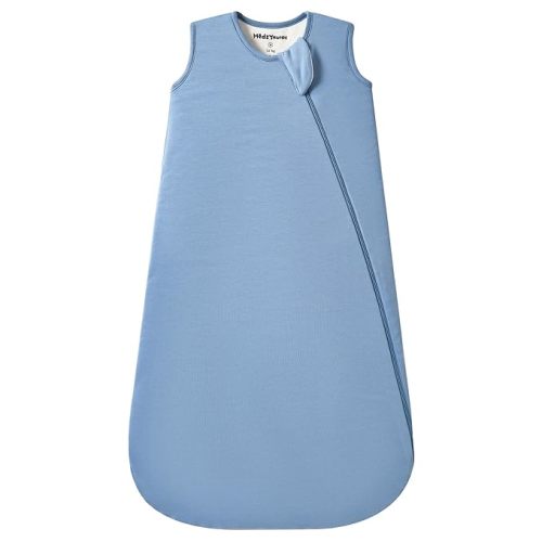 1.0 Tog Baby Sleep Sack, Wearable Blanket for Infants & Toddlers, Bamboo Rayon, 2-Way Zipper, Sleeping Bag for Newborn Babies, Lightweight for Spring & Autumn,Blue,L