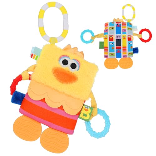 KIDS PREFERRED Sesame Street Big Bird Tug & Tag Plush Sensory Toy for Newborns