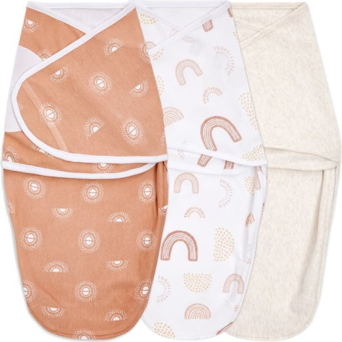 aden + anais Aden & Anais Essentials Wrap Swaddle - Set of 3, 0-3 M, Keep Rising Tan