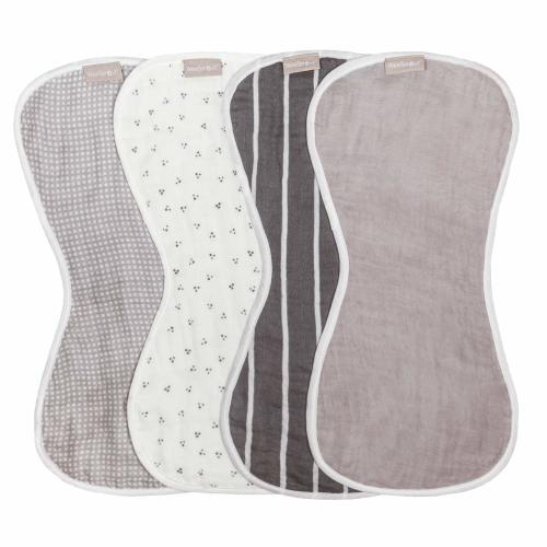 WeeSprout Unisex Organic Towel Cotton Burp Cloths, Four Ultra-Absorbent Layers, Neutral, Set of 4