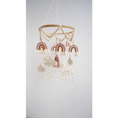 Baby Mobile, Mobile Nursery Decor, Over The Crib, Gender Neutral, Crib Mobile, Baby Shower, Macarme Rainbow Mobile, Dream Catcher