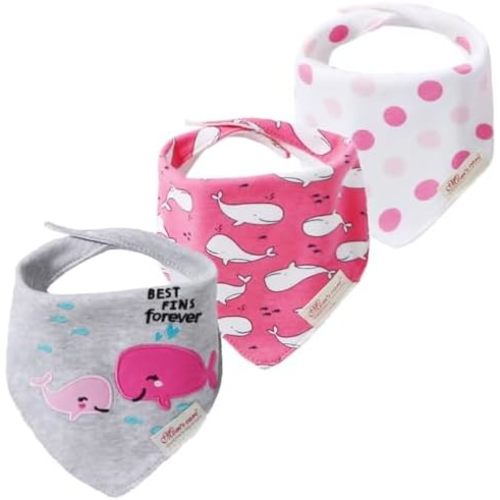 JN&LULU 3 Pack Newborn Baby Bibs Bandana Drool Bibs for Drooling Cotton Baby Gifts