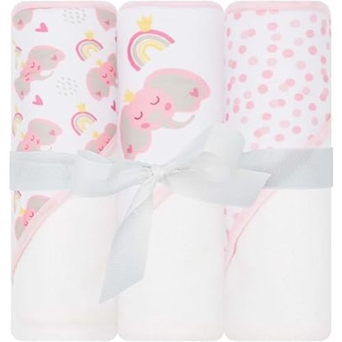 Hooded Baby Towels 3-Pack – Soft Baby Bath Towels with Hood for Newborns & Toddlers, Baby Hooded Towel Set, 30" x 26" (Sweet Elephant)