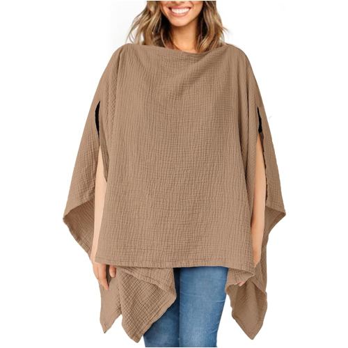 Konssy Muslin Nursing Cover for Breastfeeding, 360° Full Privacy Breathable 100% Cotton Breastfeeding Cover, Multi-use Carseat Canopy(Brown)