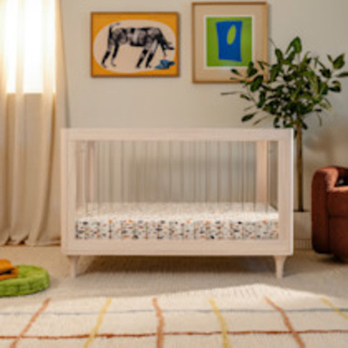babyletto Lolly 3-in-1 Convertible Crib with Toddler Bed Conversion Kit - Washed Natural/Acrylic