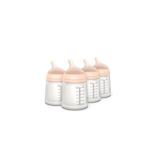 Suavinex Zero Zero Anti Colic Baby Bottle, No 1 Spanish Baby Bottle Brand, Minimizes Bottle Rejection & Nipple Confusion, Perfect for Breastfeeding Babies, Adaptable Flow, 4 Pk 6 oz, Fair