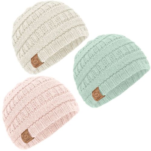 KeaBabies 3pk Warmzy Baby Beanies, 0-36 months Baby Hats, Kids Winter Hat for Baby Boys, Girls, Newborn, Infant, Toddler