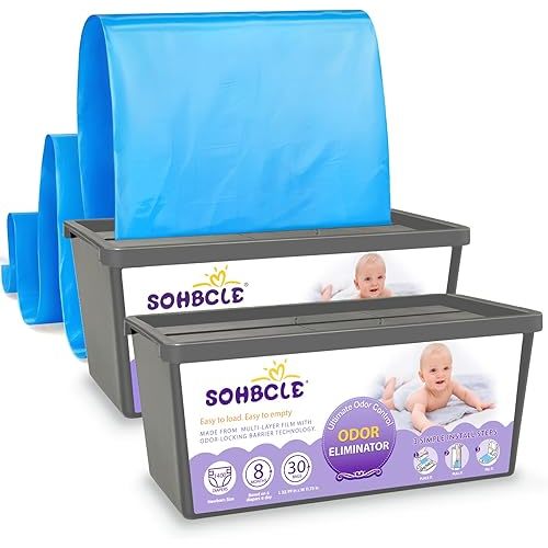Refills Compatible with Genie Easy Roll Signature Diaper Pail and Platinum Diaper Pail, Upgraded 60 Bags Hold up to 2800 Newborn Diapers, Extra Thickness Powerful Odor Control, Plant Scented