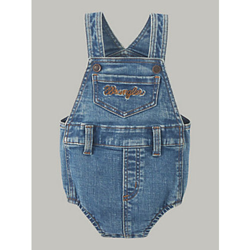 Baby Girl's Logo Denim Overall Romper