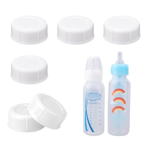6pcs Narrow Baby Bottle Caps for Dr. Brown's & Medela, Reliable BPA Free Travel Bottle Cap with Sealing, Gasket Storage Lids Replacement Parts Accessories(White)