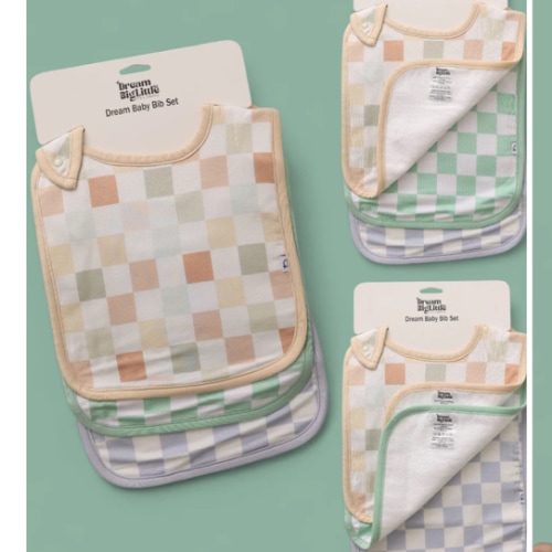 MINT CHECKERS DREAM BABY BIB (PACK)