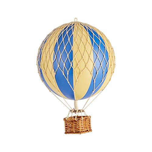 Authentic Models, Travels Light Air Balloon, Hanging Home Decor - 11.80 Inch Height, Historic Hot Air Balloon Model for Home Decor, Detailed Vintage Decorations to Hang from Ceiling - Blue Double