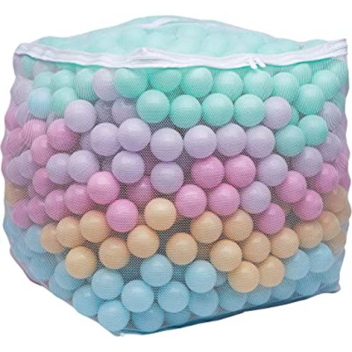 Amazon Basics BPA Free Crush Proof Plastic Ball, Pit Balls with Storage Bag, Toddlers Kids 12+ Months, 1000 Count, 1000 Balls, 6 Pastel Colors