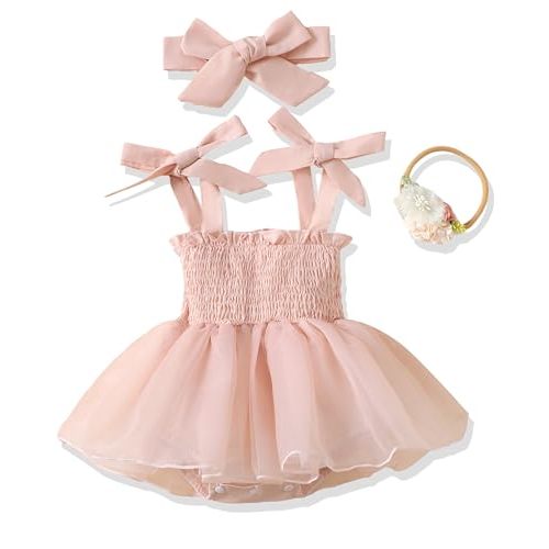 Renotemy Newborn Baby Girl Lace Romper Infant Summer Boho Flower Tulle Dress Party Gifts Newborn Photography Outfits