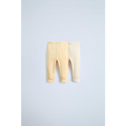 TWO-PACK OF RIBBED LEGGINGS - Yellow | ZARA United States