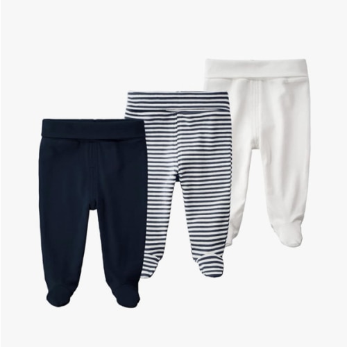 Teach Leanbh Infant Baby 3 Pack Footed Pants Cotton High Waist Casual Leggings